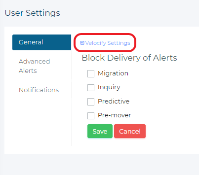 velocify settings